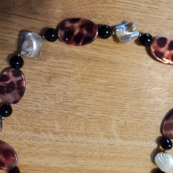 VINTAGE Sign Donna Dressler 925 Sterling Silver , MOP , Blk ONYX & Mr NECKLACE - Picture 7 of 7